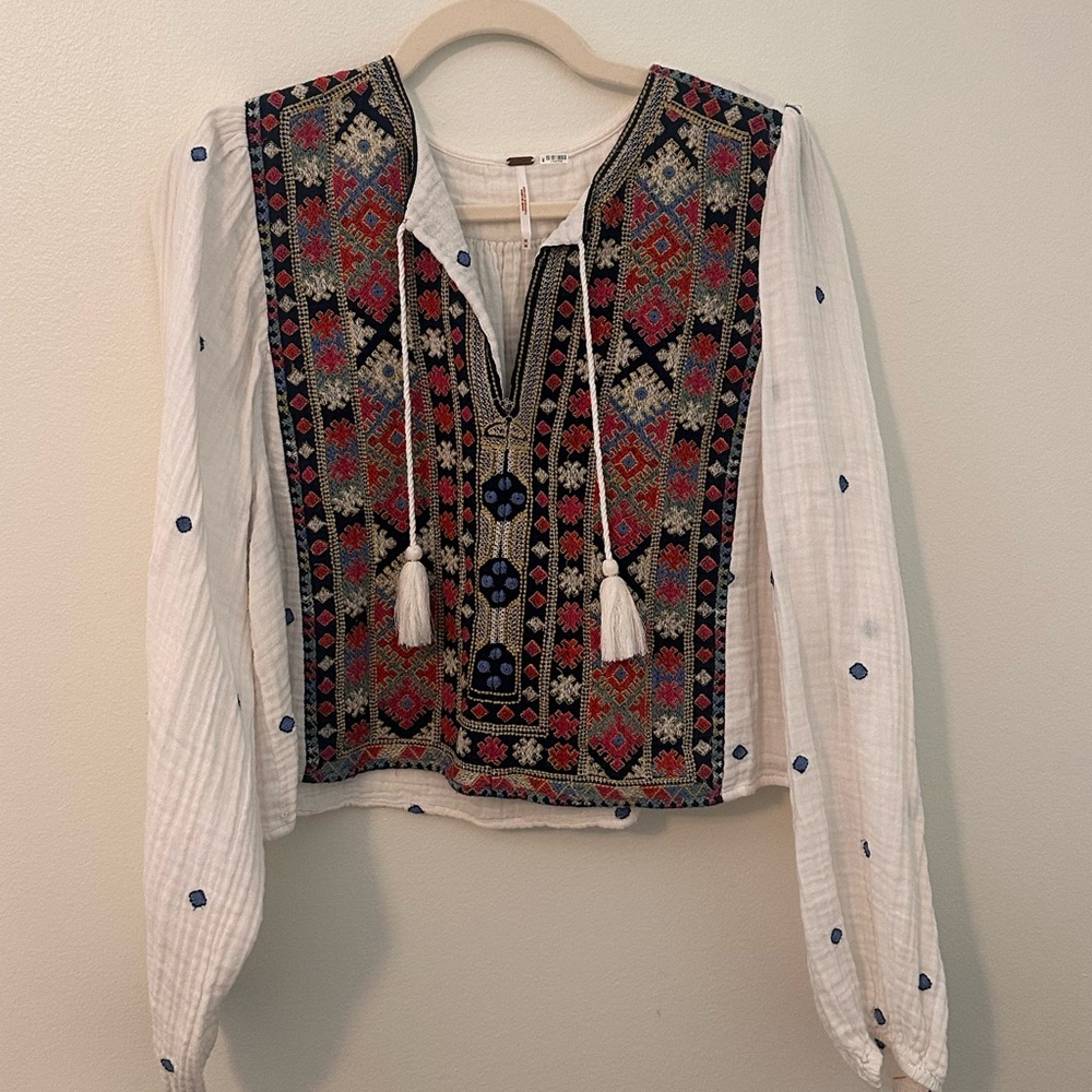 FREE PEOPLE Anthropologie Enter Loveland Blouse size Medium Bohemian. - Picture 9 of 11